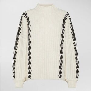 Zaful Cream Sweater with Green Accents